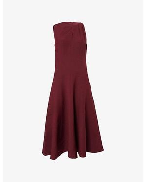 Roland Mouret Asymmetrical Twist Wool And Silk Blend Midi Dress - Red