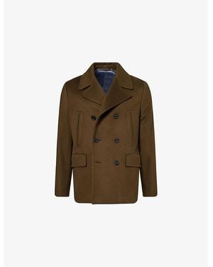 Paul Smith Notched-Collar Double-Breasted Wool-Cashmere Blend Pea Coat - Brown
