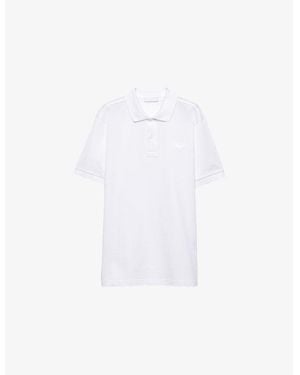 Prada Triangle-Logo Cotton-Piqué Polo Shirt Xxxl - White