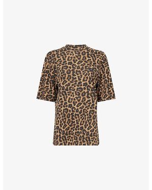 Anine Bing Avi Leopard-Print Cotton T-Shirt - Natural