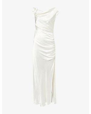Shona Joy La Lune Gathered Draped Satin Maxi Dress - White