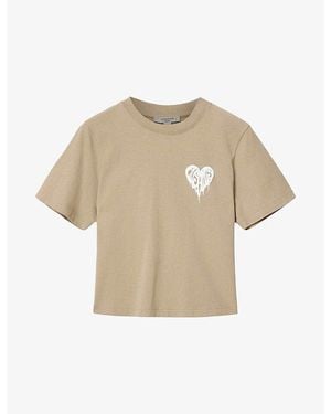 AllSaints Lisa Trip Logo-Print Short-Sleeve Cotton T-Shirt - Natural