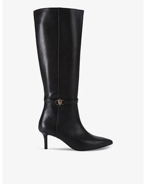 Kurt Geiger Kensington Flexi Leather Heeled Knee-High Boots - Black