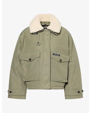 Canada Goose Scout Shearling-Collar Woven Down Jacket - Green