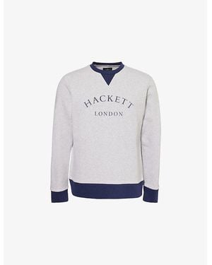 Hackett Heritage Crewneck Cotton-Jersey Sweatshirt - Blue