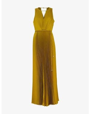 Phase Eight Dionne Tie-Waist Pleated Stretch-Woven Midi Dress - Yellow