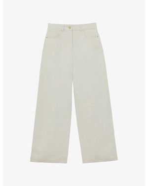 Reiss Carmen Wide-Leg Linen-Blend Trousers - White