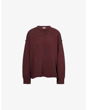 Dissh Roy Longline Cotton And Wool Sweater - Red