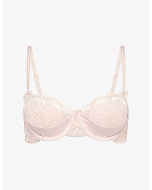 Lounge Underwear Tease Balcony Satin Lace Bra - Pink