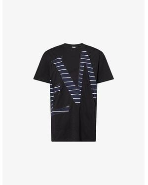 Loewe Striped-Patch Relaxed-Fit Cotton-Jersey T-Shirt - Blue