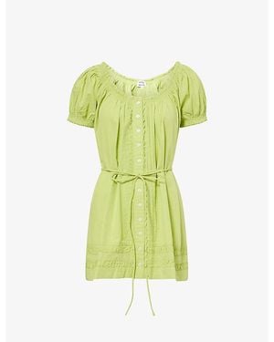 Damson Madder Jayne Cotton Mini Dress - Yellow