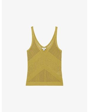 Reiss Hester Scoop-Neck Knitted Vest Top - Yellow