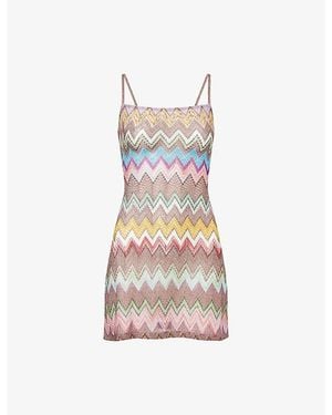 Missoni Chevron Sleeveless Metallic-Knit Mini Dress - Multicolour