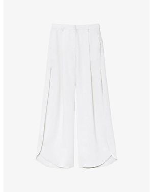 Reiss Deena Side-Split Wide-Leg Woven Trousers - White