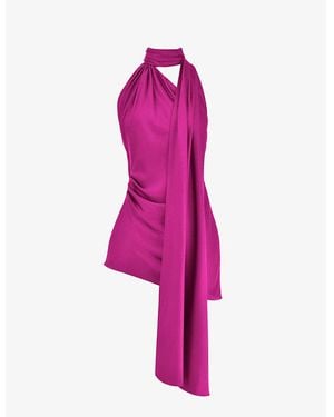 House Of Cb Aida Asymmetric Satin Mini Dress - Pink