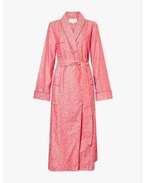 Derek Rose Paris Cotton Jacquard Dressing Gown - Pink