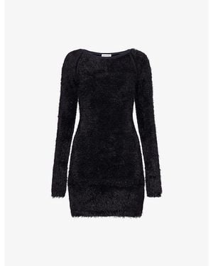 Peachy Den Chloe Long-Sleeve Knitted Mini Dress - Black