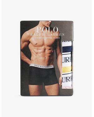 Polo Ralph Lauren Classic Branded-Waistband Pack Of Three Stretch-Cotton Trunks - Multicolour
