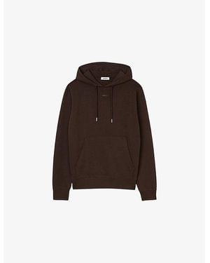 Sandro Tonal-Logo Regular-Fit Cotton-Jersey Hoody - Brown