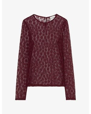 Claudie Pierlot Floral-Pattern Slim-Fit Lace Top - Purple