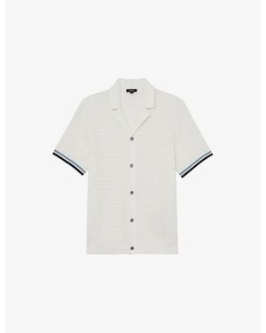 Reiss Bilsby Geometric-Knit Cotton-Blend Shirt - White