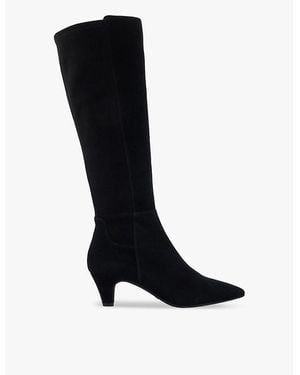 Dune Sera Wide-Fit Suede Heeled Knee-High Boots - Black