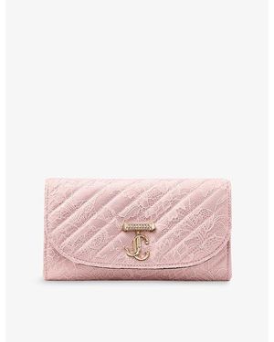 Jimmy Choo Curve Leather Wallet-On-Chain - Pink