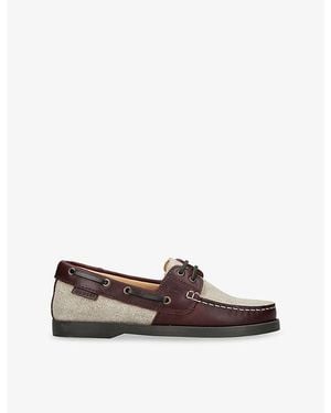 Manebí Contrast-Panel Leather And Canvas Boat Shoes - Brown