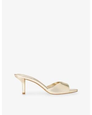 Steve Madden Kendrix Metallic-Leather Heeled Mules - Natural