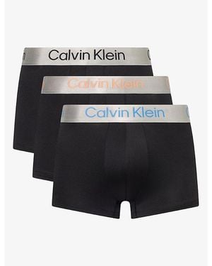 Calvin Klein Refined Microfibre Stretch Brushed Pack Of Three Trunks - Black