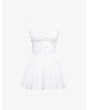 House Of Cb Ophelia Floral-Print Chiffon Mini Dress - White