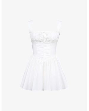 House Of Cb Ophelia Floral-Print Chiffon Mini Dress - White
