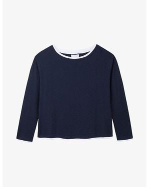 The White Company Double-Layer Relaxed-Fit Cotton Top - Blue