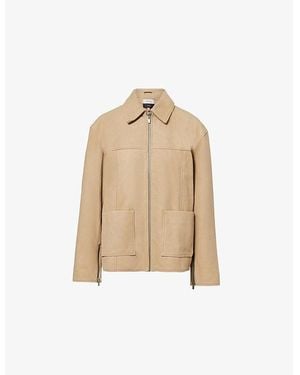 Reformation Veda Bennett Oversized-Fit Suede Bomber Jacket - Natural