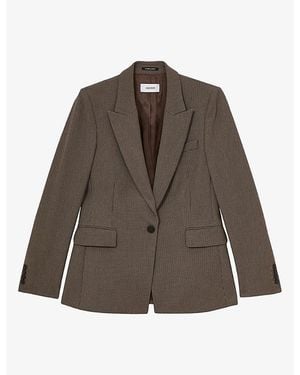 Reiss Gabi Puppytooth Stretch-Woven Blazer - Brown