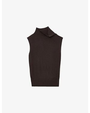 Reiss Honey Sleeveless Wool Top - Black