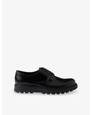 Prada Lug-Sole Leather Derby Shoes - Black