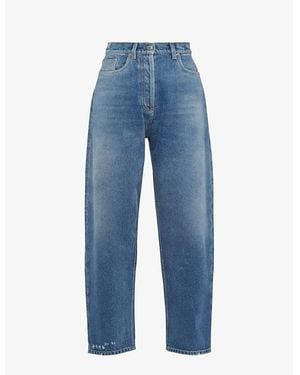 Prada Faded-Wash Relaxed-Fit Tapered-Leg High-Rise Jeans - Blue