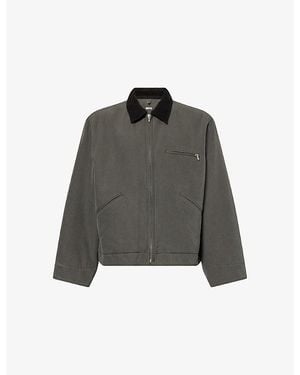 A.PRESSE Detroit Collared Cotton And Silk-Blend Jacket - Grey