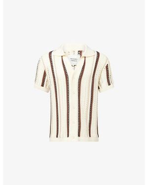 Frescobol Carioca Pinto Striped Crochet-Knit Cotton Shirt - White