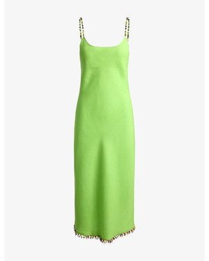 Polo Ralph Lauren Beaded-Trim Linen Slip Dress - Green