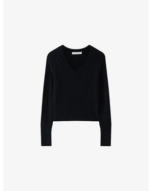 JOSEPH Lucille V-Neck Cashmere-Blend Jumper - Black