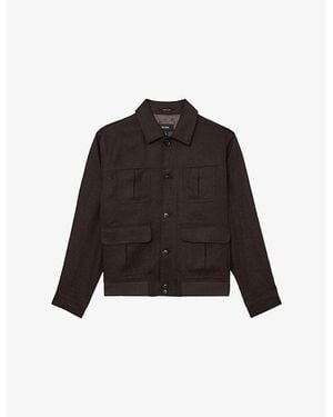 Reiss Adam Patch-Pocket Linen Jacket - Black