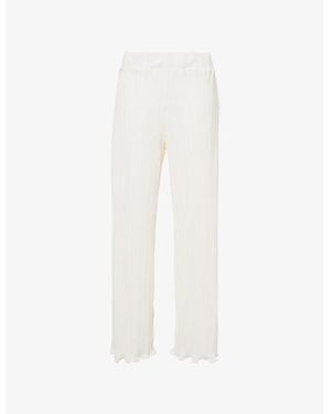 4th & Reckless Palais Plissé Straight-Leg Mid-Rise Satin Pants - White