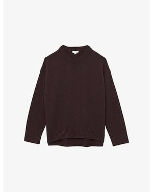 Reiss Ella Crewneck Long-Sleeve Wool And Cashmere Jumper - Purple