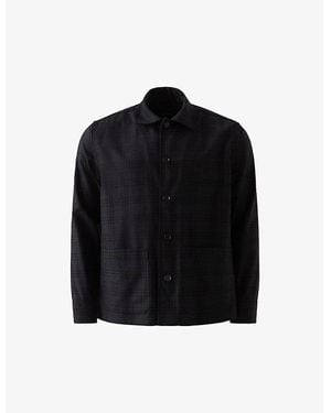 Eton Checked Patch-Pocket Wool And Cashmere-Blend Twill Overshirt - Black