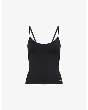 WE Are Tala Logo-Print Seamed Stretch-Modal Vest Top - Black