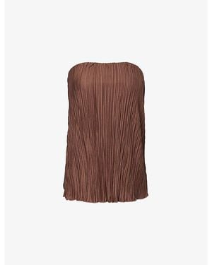 4th & Reckless Olivia Plisse Woven Bandeau Top - Brown