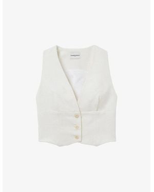 Claudie Pierlot V-Neck Cropped Woven Waistcoat - White