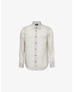 Emporio Armani Regular-Fit Striped Woven Shirt - White